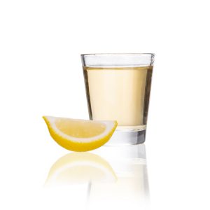 shot glass 1.75oz with lemon and tequila