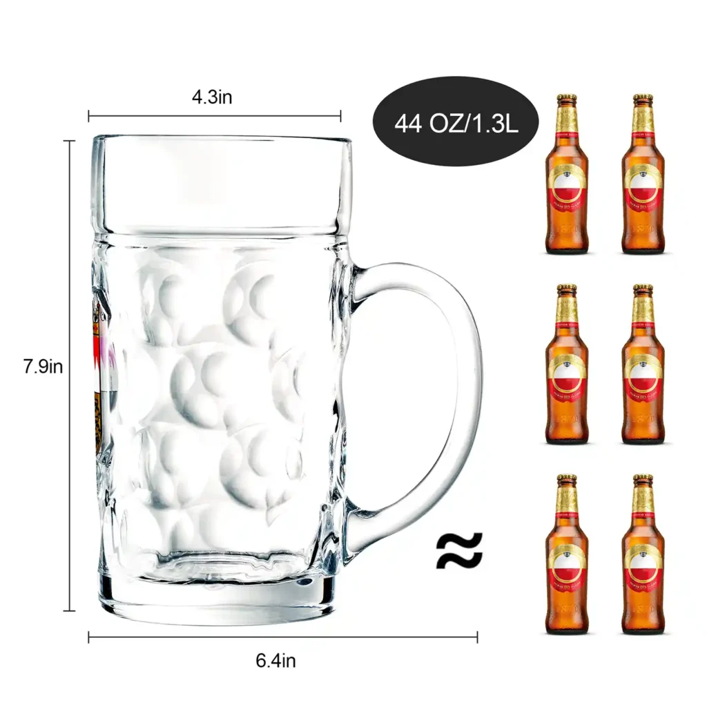 1.3 liter Masskrug Bavarian beer glass specification sheet.