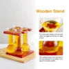 wooden stand features of the 7oz yard glass flight set for craft beer.